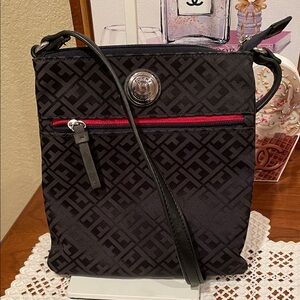 Tommy Hilfiger Black Crossbody with Red Zip Detail